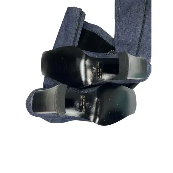 EUC - Navid O Nadia Denim Stretch Block Heel Boot